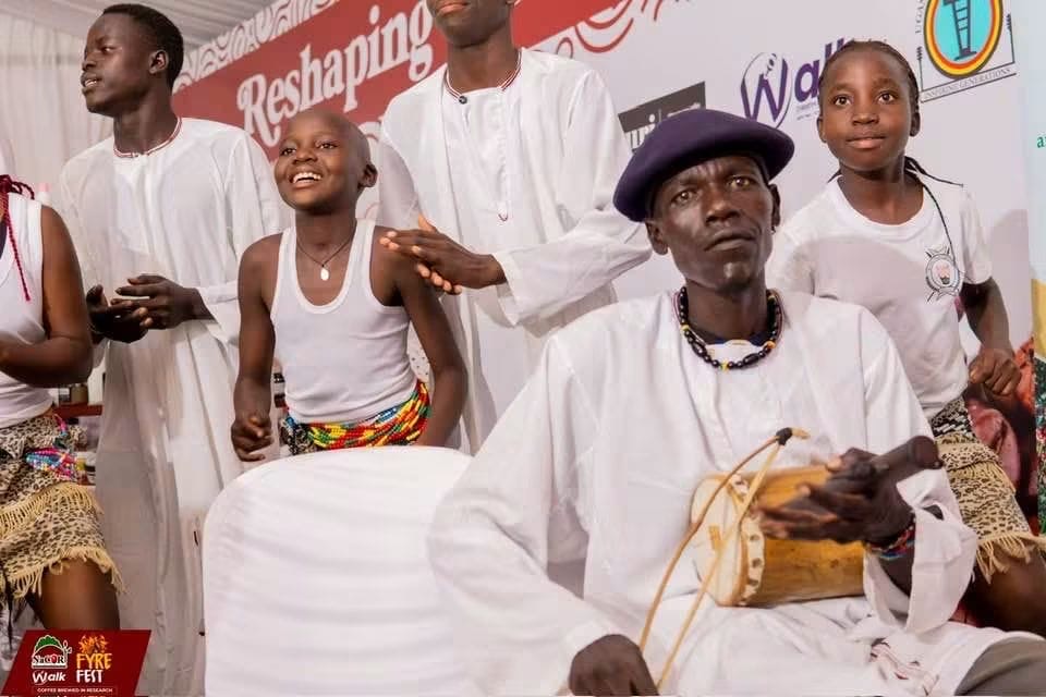 A creative musician performing with an instrument